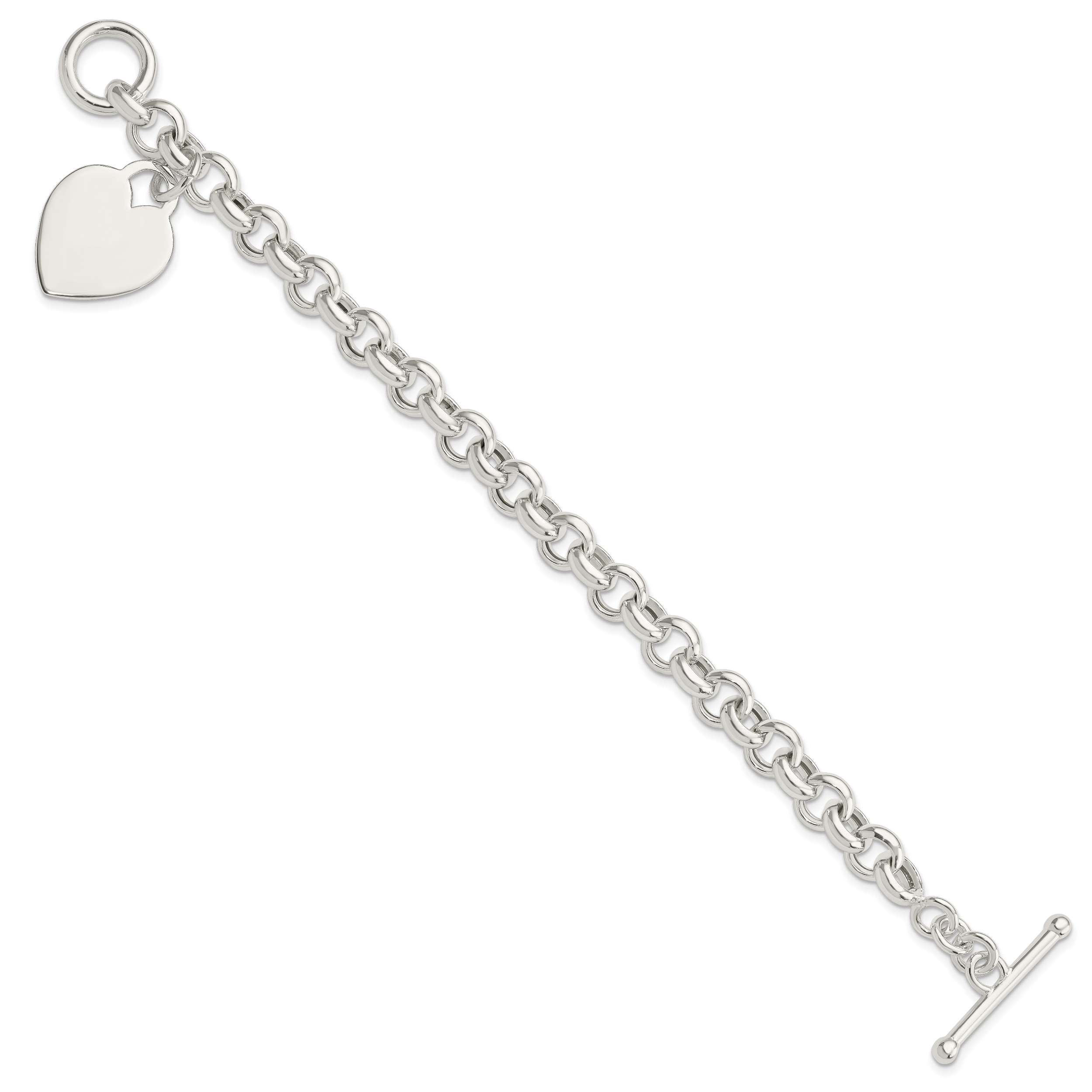 Sterling Silver Engraveable Heart Toggle Bracelet Secondary image