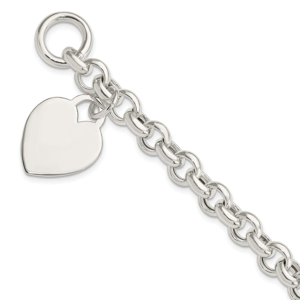 Heart Toggle Bracelet in Sterling Silver, 20mm Engravable, 7.5 Inch - Sophia Jewelers Main image
