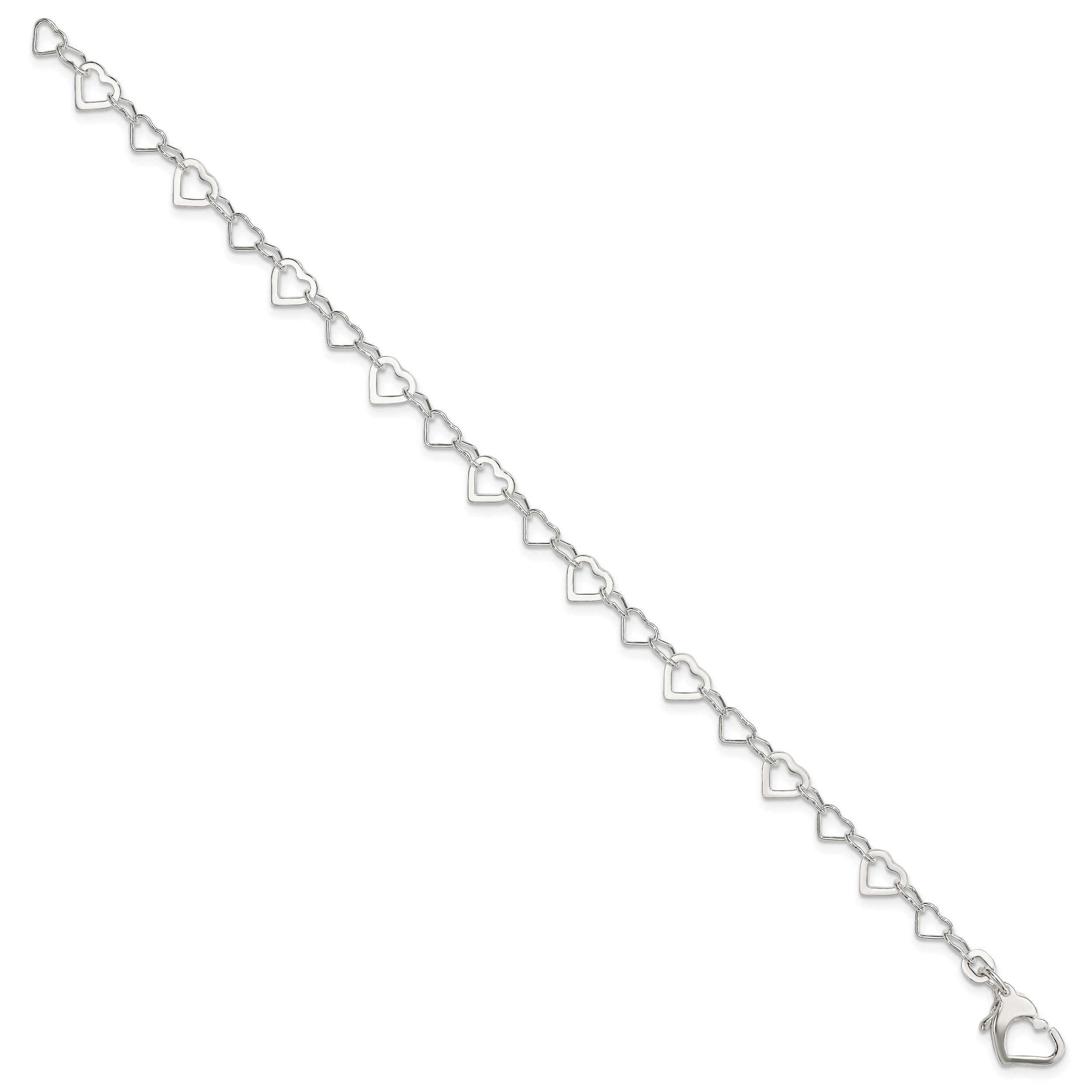 Sterling Silver Linked Heart Bracelet