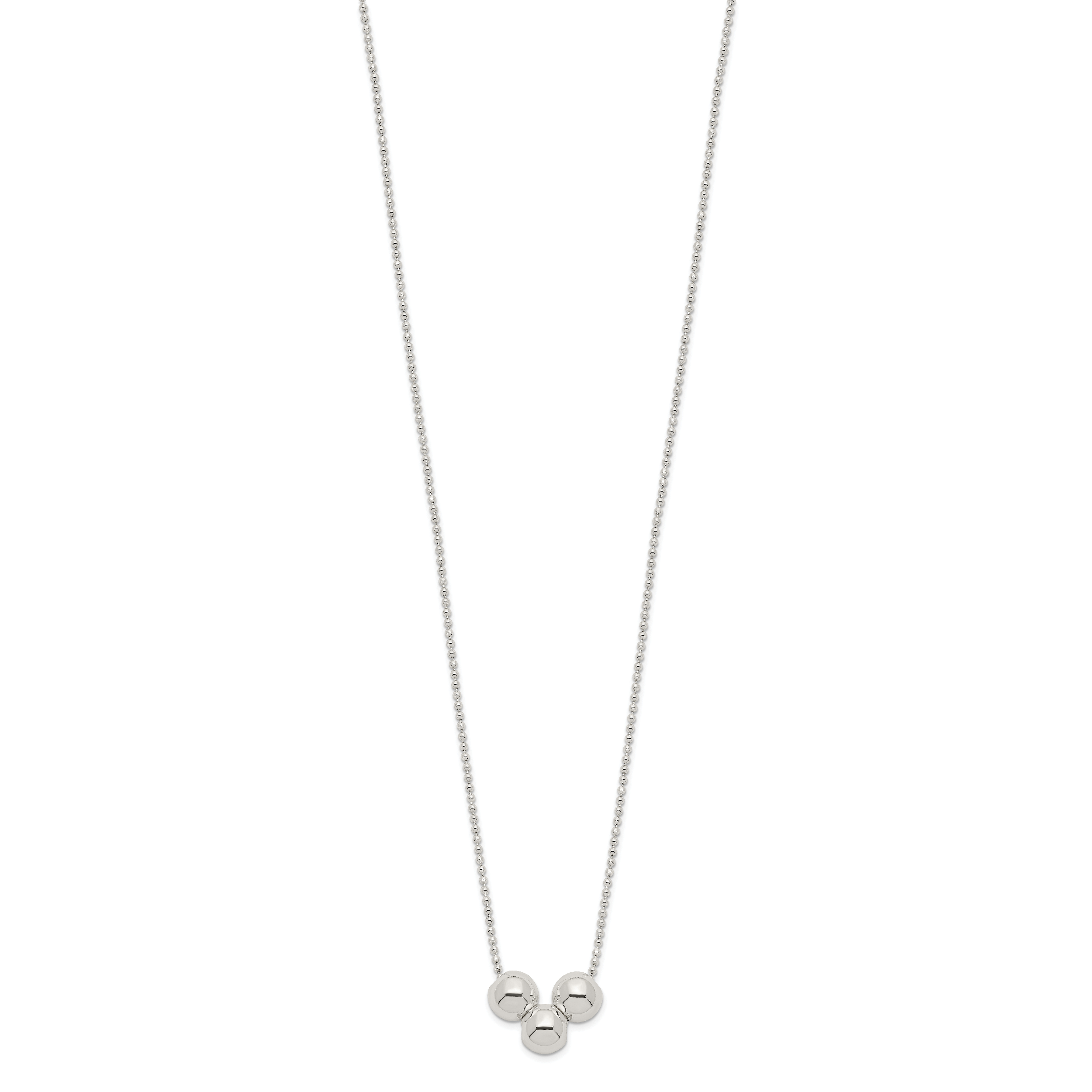 Sterling Silver Polished 3 Bead Necklace Secondary image