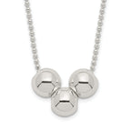 Sterling Silver Polished 3 Bead Necklace