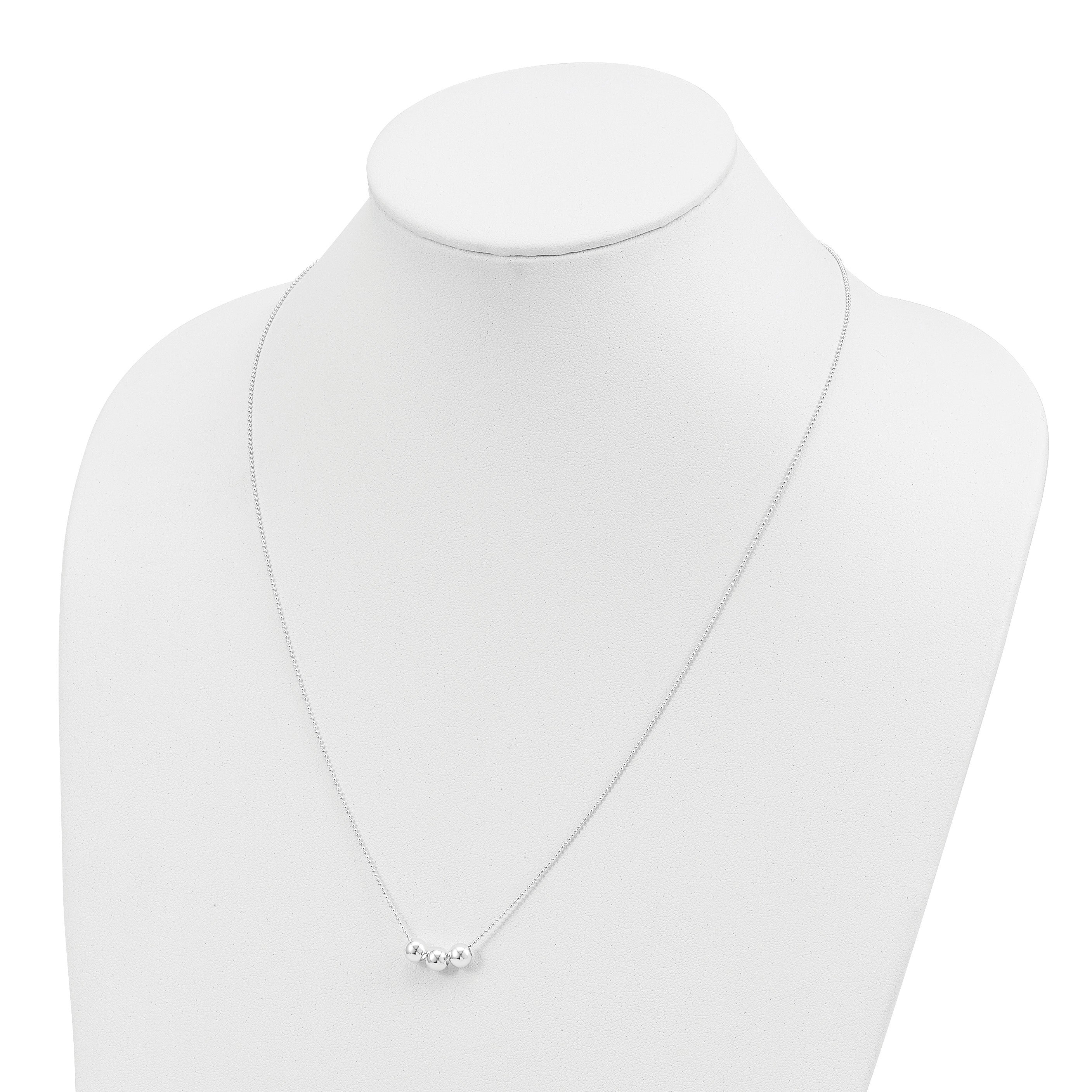 Sterling Silver Polished 3 Bead Necklace Secondary image