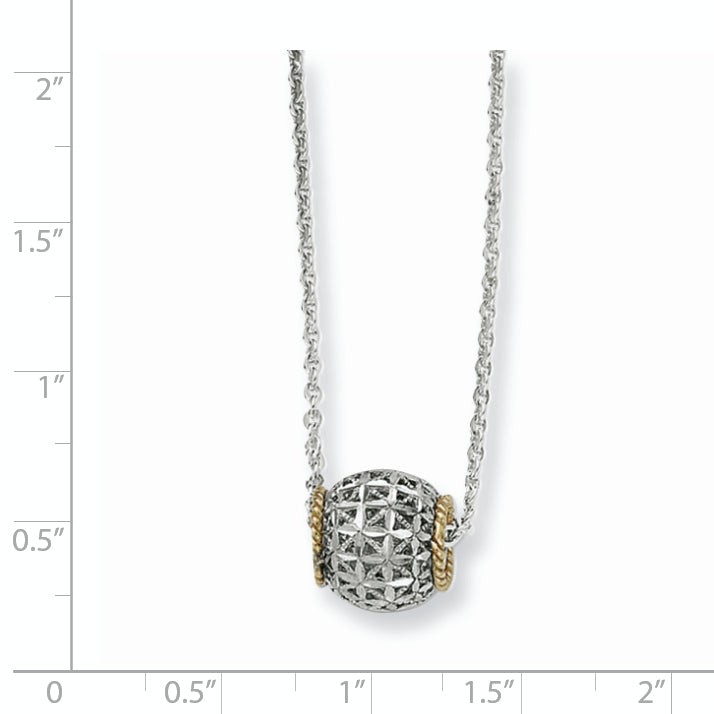 Sterling Silver Rhod-pltd With 14k Accent Spinner Barrel Pendant Necklace