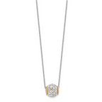 Sterling Silver Rhod-pltd With 14k Accent Spinner Barrel Pendant Necklace