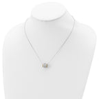 Sterling Silver Rhod-pltd With 14k Accent Spinner Barrel Pendant Necklace