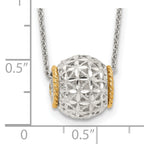 Sterling Silver Rhod-pltd With 14k Accent Spinner Barrel Pendant Necklace