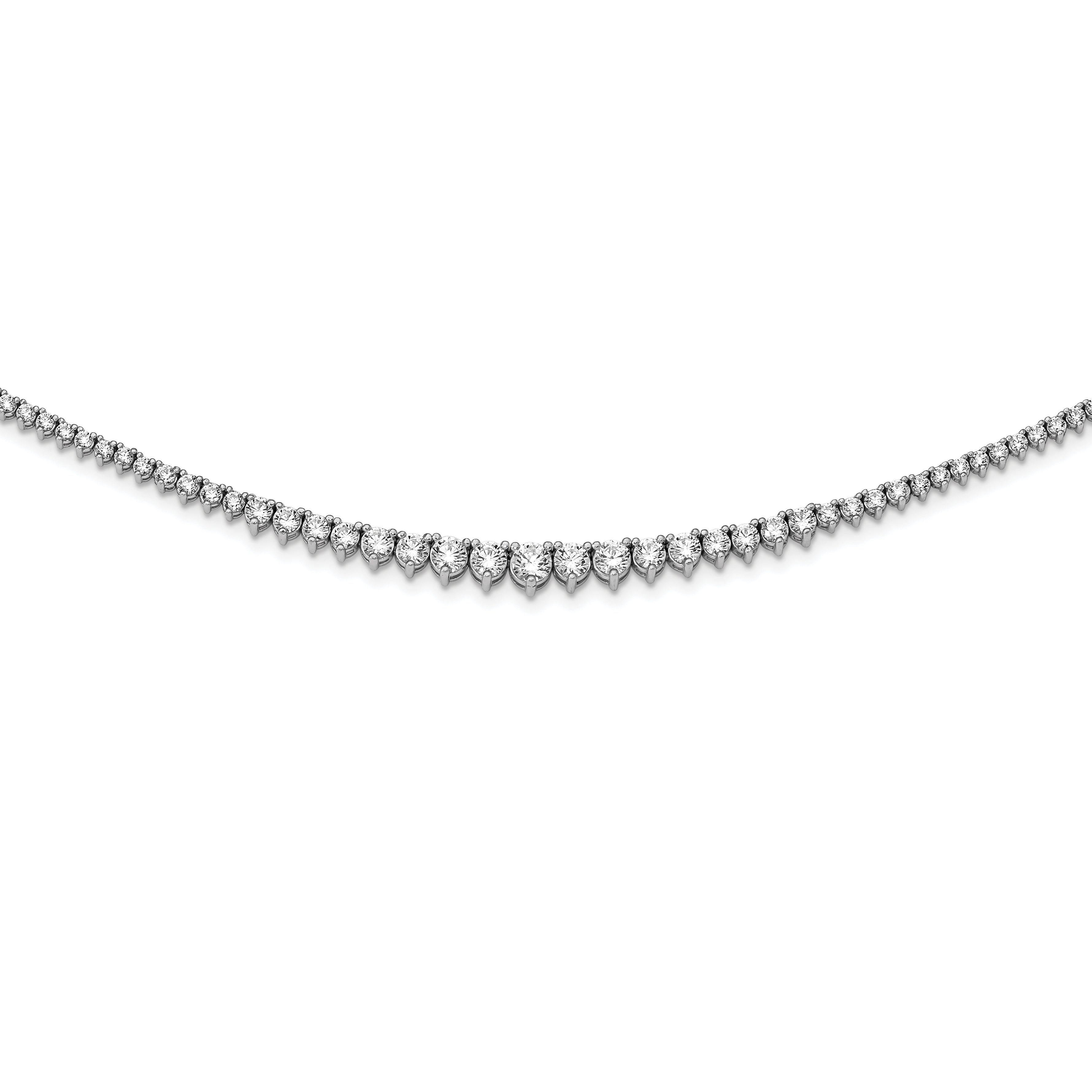 Sterling Shimmer Sterling Silver Rhodium-plated 17 inch 180 Stone Graduated CZ Necklace Main image