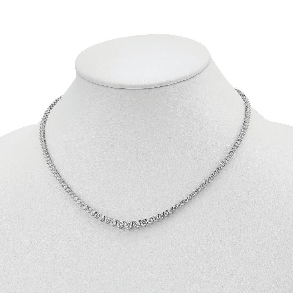 Sterling Shimmer Sterling Silver Rhodium-plated 17 inch 157 Stone Graduated CZ Necklace