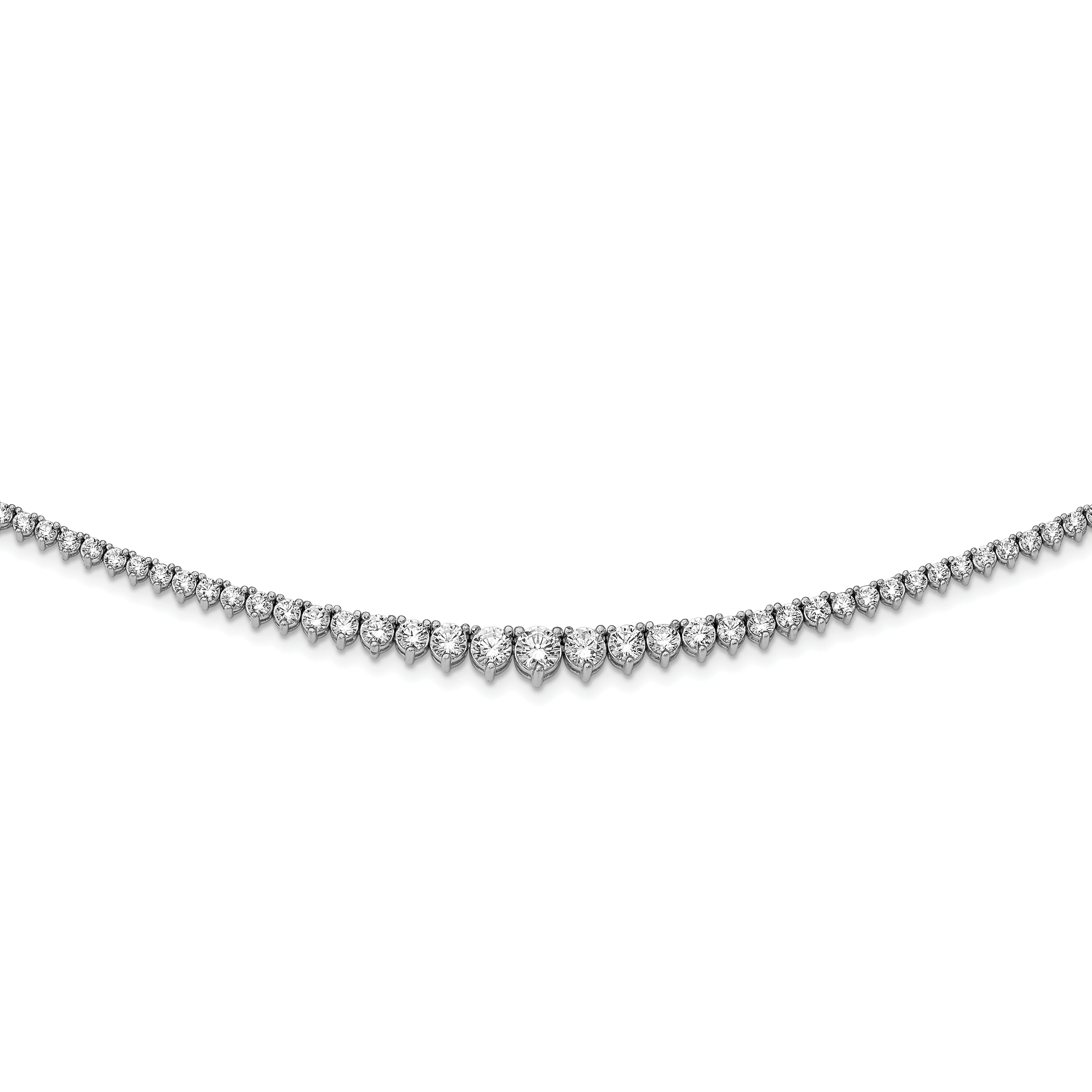 Sterling Shimmer Sterling Silver Rhodium-plated 17 inch 157 Stone Graduated CZ Necklace Main image
