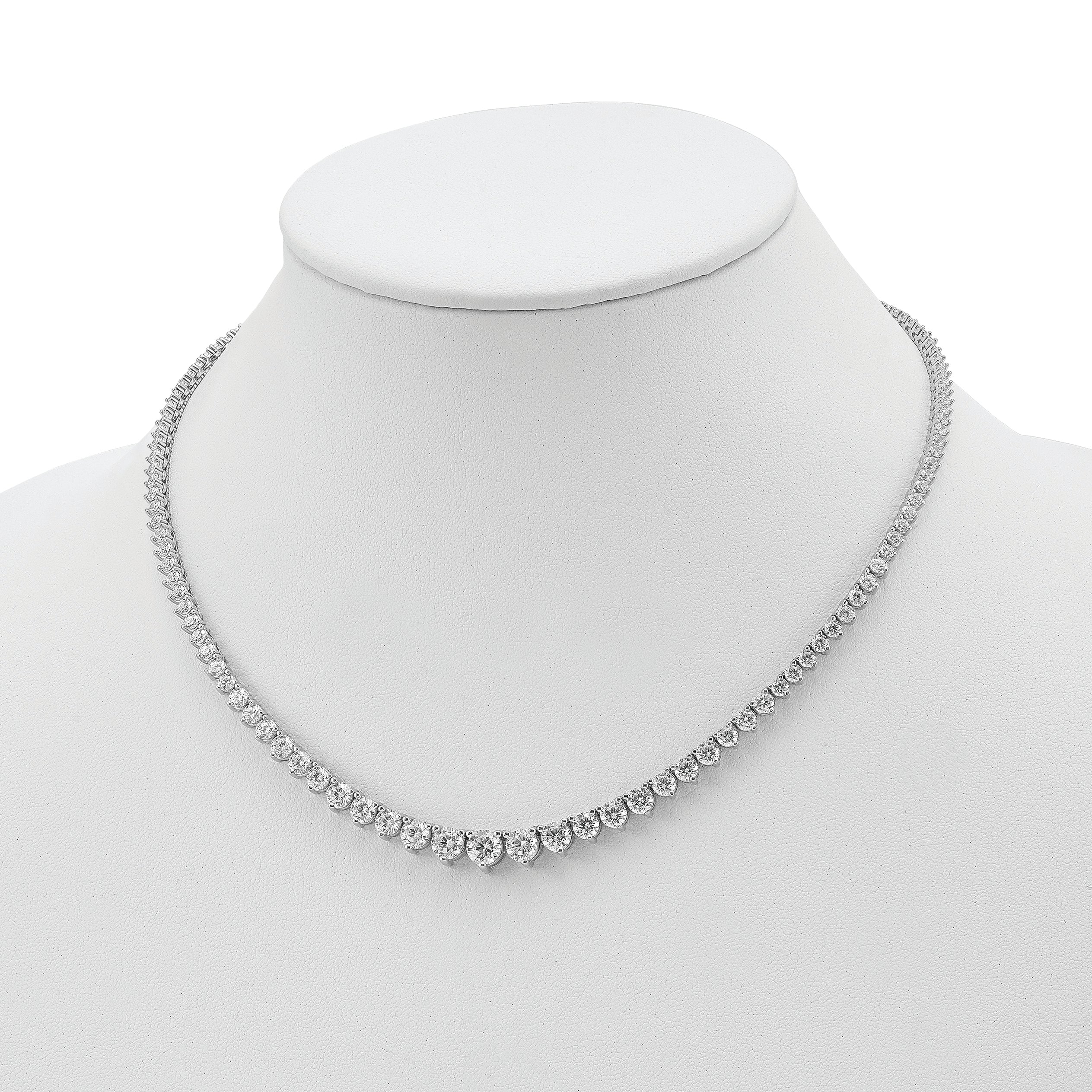 Sterling Shimmer Sterling Silver Rhodium-plated 17 inch 132 Stone Graduated CZ Necklace
