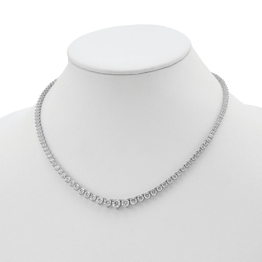 Sterling Shimmer Sterling Silver Rhodium-plated 17 inch 132 Stone Graduated CZ Necklace