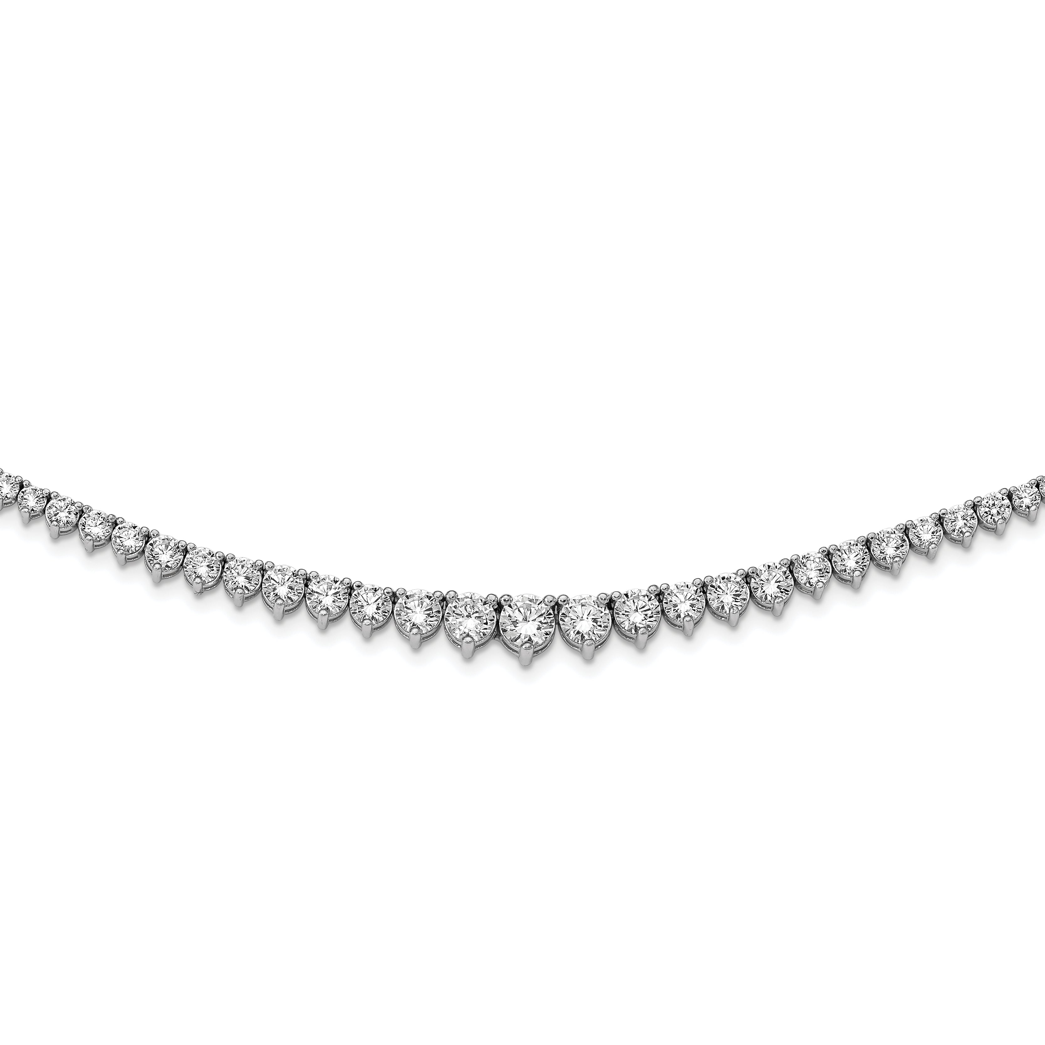Sterling Shimmer Sterling Silver Rhodium-plated 17 inch 132 Stone Graduated CZ Necklace Main image