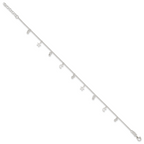 Sterling Silver Star and Moon 9 inch Plus 1 inch Extender - Total 10 inch Anklet