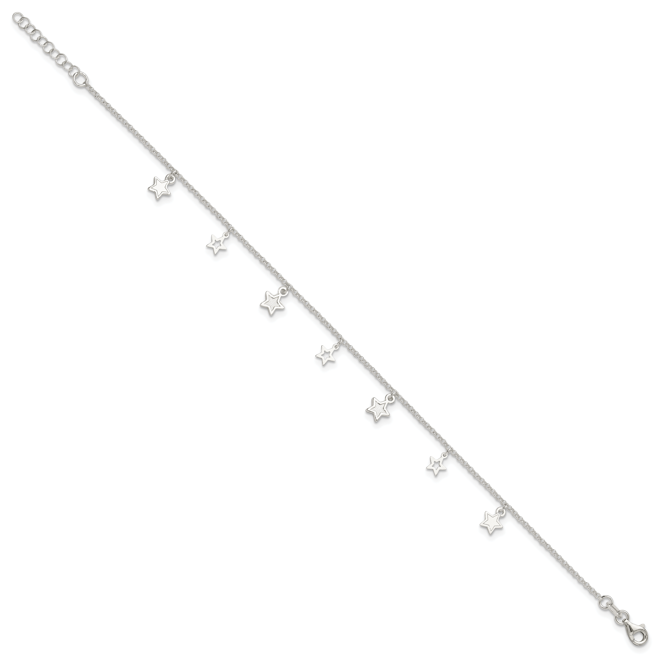 Sterling Silver Stars 9 inch Plus 1 inch Extender - Total 10 inch Anklet Secondary image