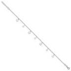 Sterling Silver Stars 9 inch Plus 1 inch Extender - Total 10 inch Anklet