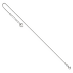 Sterling Silver Puffed Heart Dangle 9 inch Plus 1 inch Extender - Total 10 inch Anklet