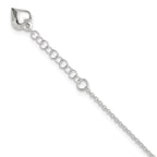 Sterling Silver Puffed Heart Dangle 9 inch Plus 1 inch Extender - Total 10 inch Anklet