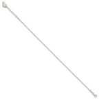 Sterling Silver Figaro with Heart Dangle 9 inch Plus 1 inch Extender - Total 10 inch Anklet