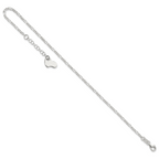 Sterling Silver Figaro with Heart Dangle 9 inch Plus 1 inch Extender - Total 10 inch Anklet