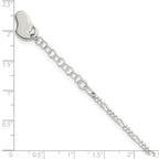Sterling Silver Figaro with Heart Dangle 9 inch Plus 1 inch Extender - Total 10 inch Anklet