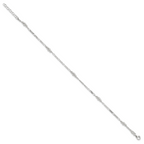 Sterling Silver Beaded Figaro 5-Station 9 inch Plus 1 inch Extender - Total 10 inch Anklet