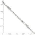 Sterling Silver Beaded Figaro 5-Station 9 inch Plus 1 inch Extender - Total 10 inch Anklet