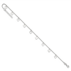 Sterling Silver Heart Charms 9 inch Plus 1 inch Extender - Total 10 inch Anklet