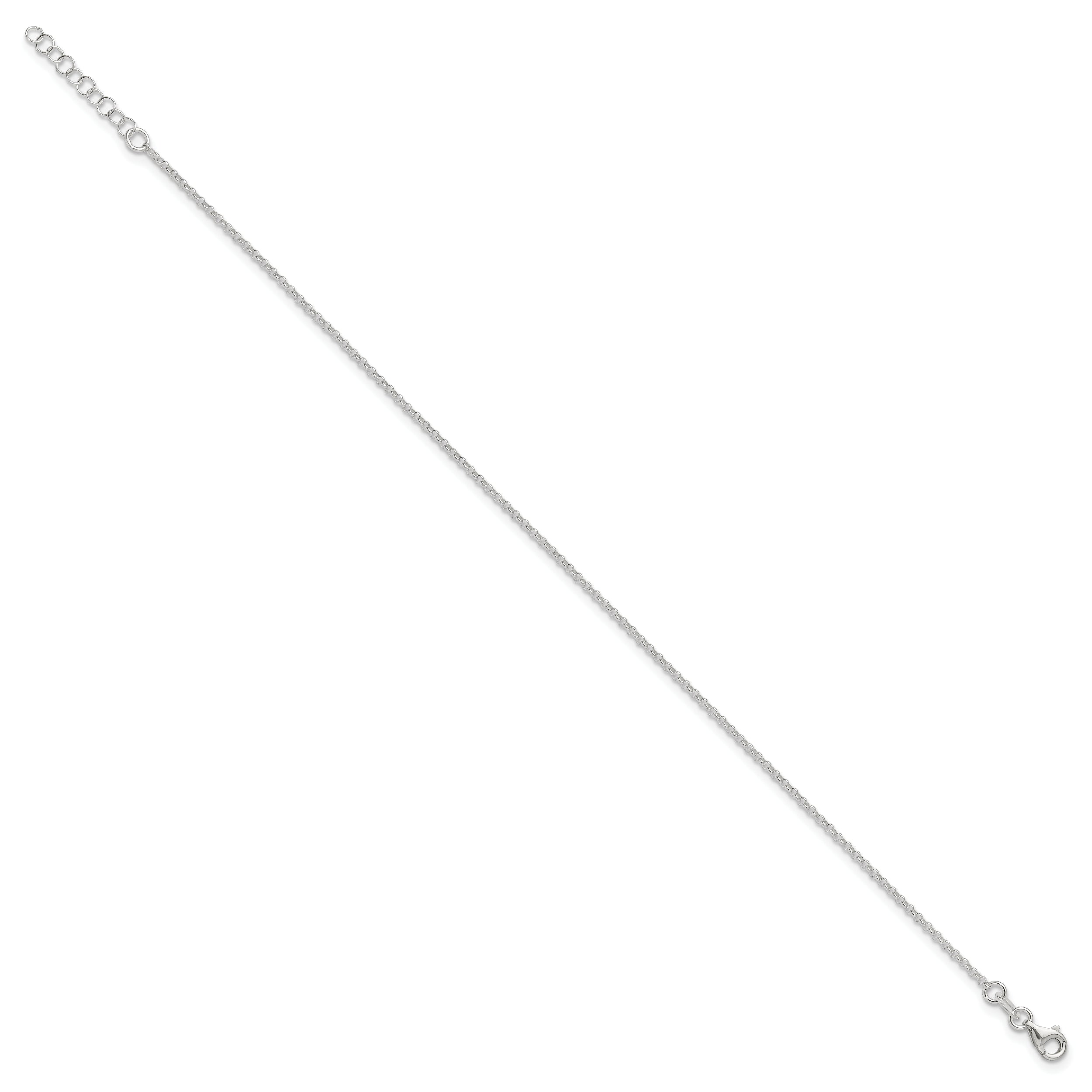 Sterling Silver 1.5mm Rolo Chain 9 inch Plus 1 inch Extender - Total 10 inch Anklet