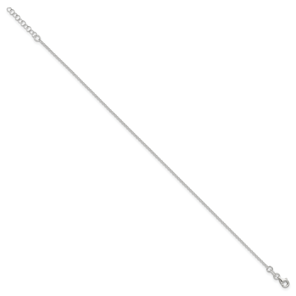 Sterling Silver 1.5mm Rolo Chain 9 inch Plus 1 inch Extender - Total 10 inch Anklet