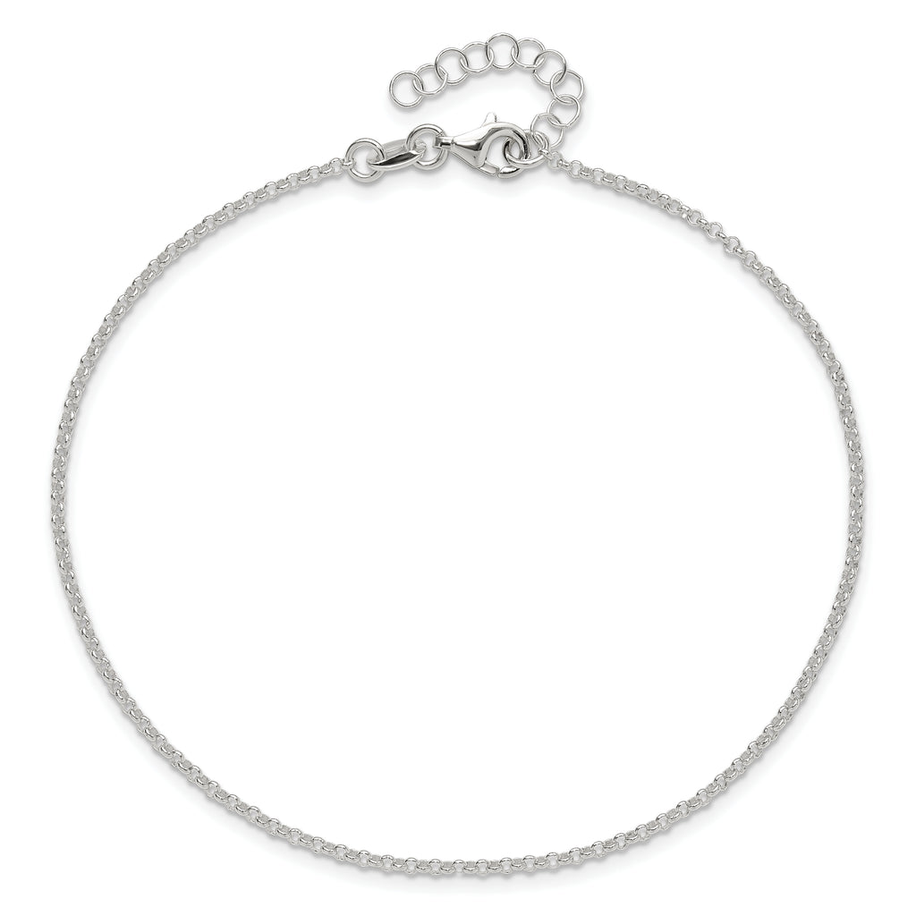 Sterling Silver 1.5mm Rolo Chain 9 inch Plus 1 inch Extender - Total 10 inch Anklet
