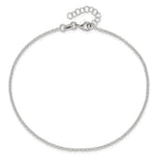 Sterling Silver 1.5mm Rolo Chain 9 inch Plus 1 inch Extender - Total 10 inch Anklet