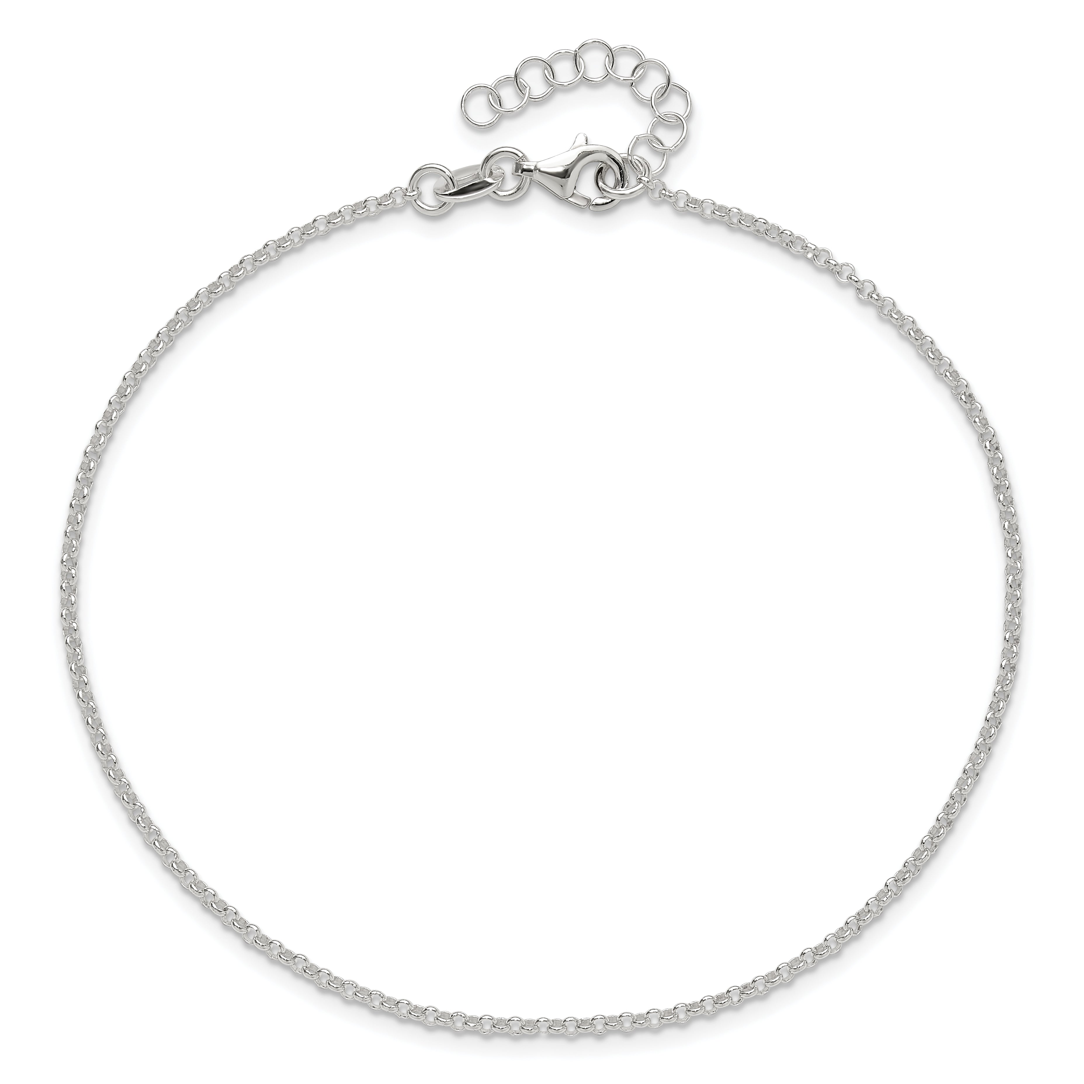 Sterling Silver 1.5mm Rolo Chain 9 inch Plus 1 inch Extender - Total 10 inch Anklet