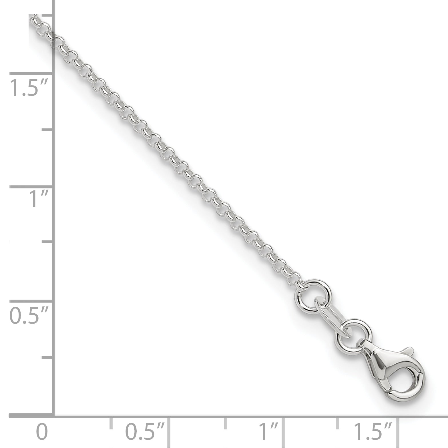 Sterling Silver 1.5mm Rolo Chain 9 inch Plus 1 inch Extender - Total 10 inch Anklet