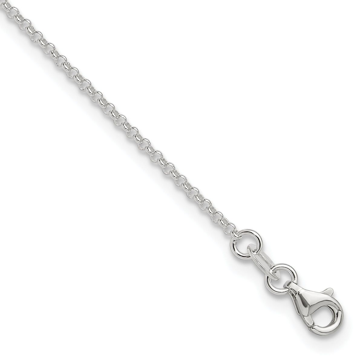Sterling Silver 1.5mm Rolo Chain 9 inch Plus 1 inch Extender - Total 10 inch Anklet