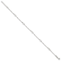 Sterling Silver Swirl Disc 9 inch Plus 1 inch Extender - Total 10 inch Anklet