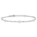 Sterling Silver Swirl Disc 9 inch Plus 1 inch Extender - Total 10 inch Anklet