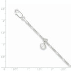 Sterling Silver Shell Dangle 9 inch Plus 1 inch Extender - Total 10 inch Anklet