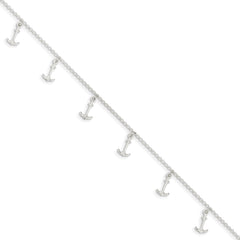 Sterling Silver Anchor Charms 9 inch Plus 1 inch Extender - Total 10 inch Anklet