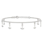 Sterling Silver Anchor Charms 9 inch Plus 1 inch Extender - Total 10 inch Anklet