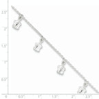 Sterling Silver Turtle Charms 9 inch Plus 1 inch Extender - Total 10 inch Anklet