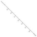 Sterling Silver Turtle Charms 9 inch Plus 1 inch Extender - Total 10 inch Anklet