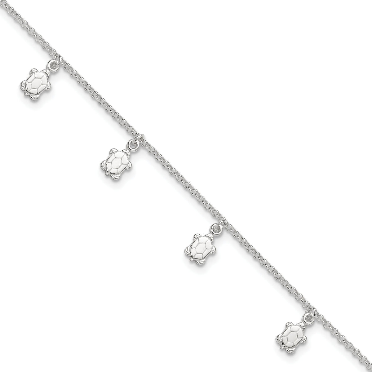 Turtle Charms Anklet in Sterling Silver, 9 Inch - Sophia Jewelers Main image