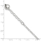 Sterling Silver Figaro with Puffed Heart Dangle 9 inch Plus 1 inch Extender - Total 10 inch Anklet