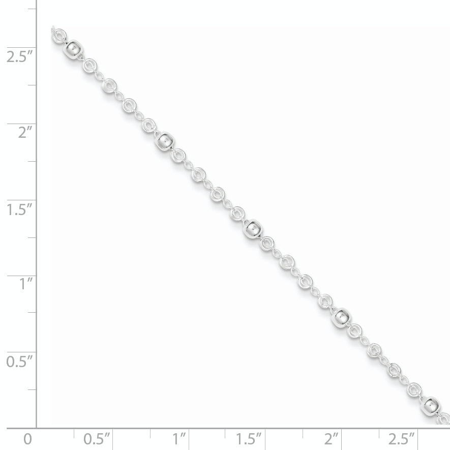 Sterling Silver Beads 10 inch Plus 1 inch Extender - Total 11 inch Anklet