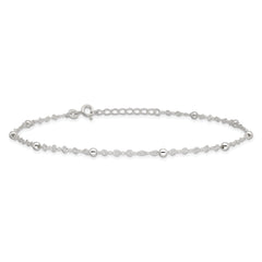 Sterling Silver Beads 10 inch Plus 1 inch Extender - Total 11 inch Anklet