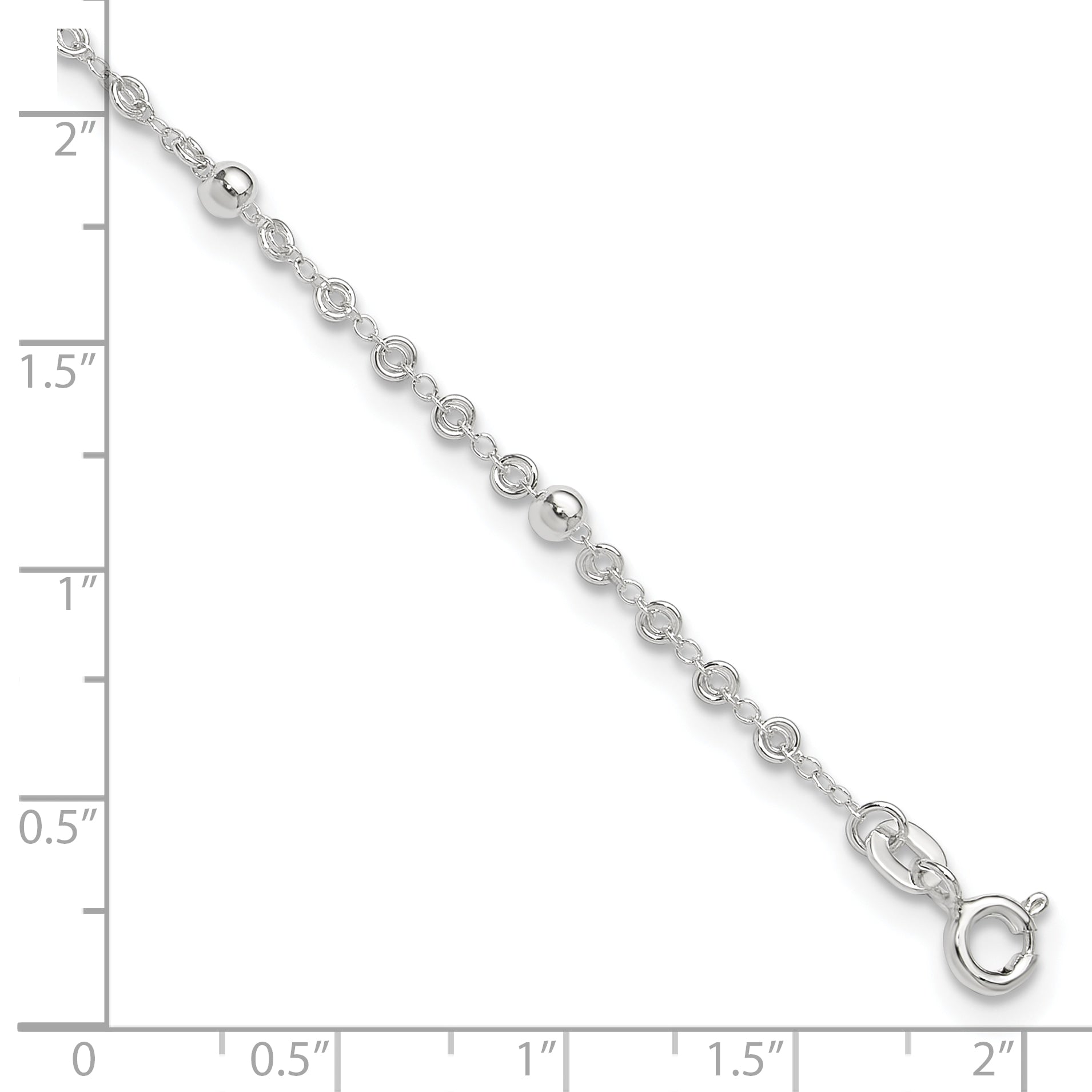 Sterling Silver Beads 10 inch Plus 1 inch Extender - Total 11 inch Anklet