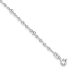 Sterling Silver Beads 9 inch Plus 1 inch Extender - Total 10 inch Anklet