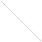 Sterling Silver Bead 7-Station 9 inch Plus 1 inch Extender - Total 10 inch Anklet