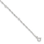 Sterling Silver Bead 7-Station 10 inch Plus 1 inch Extender - Total 11 inch Anklet