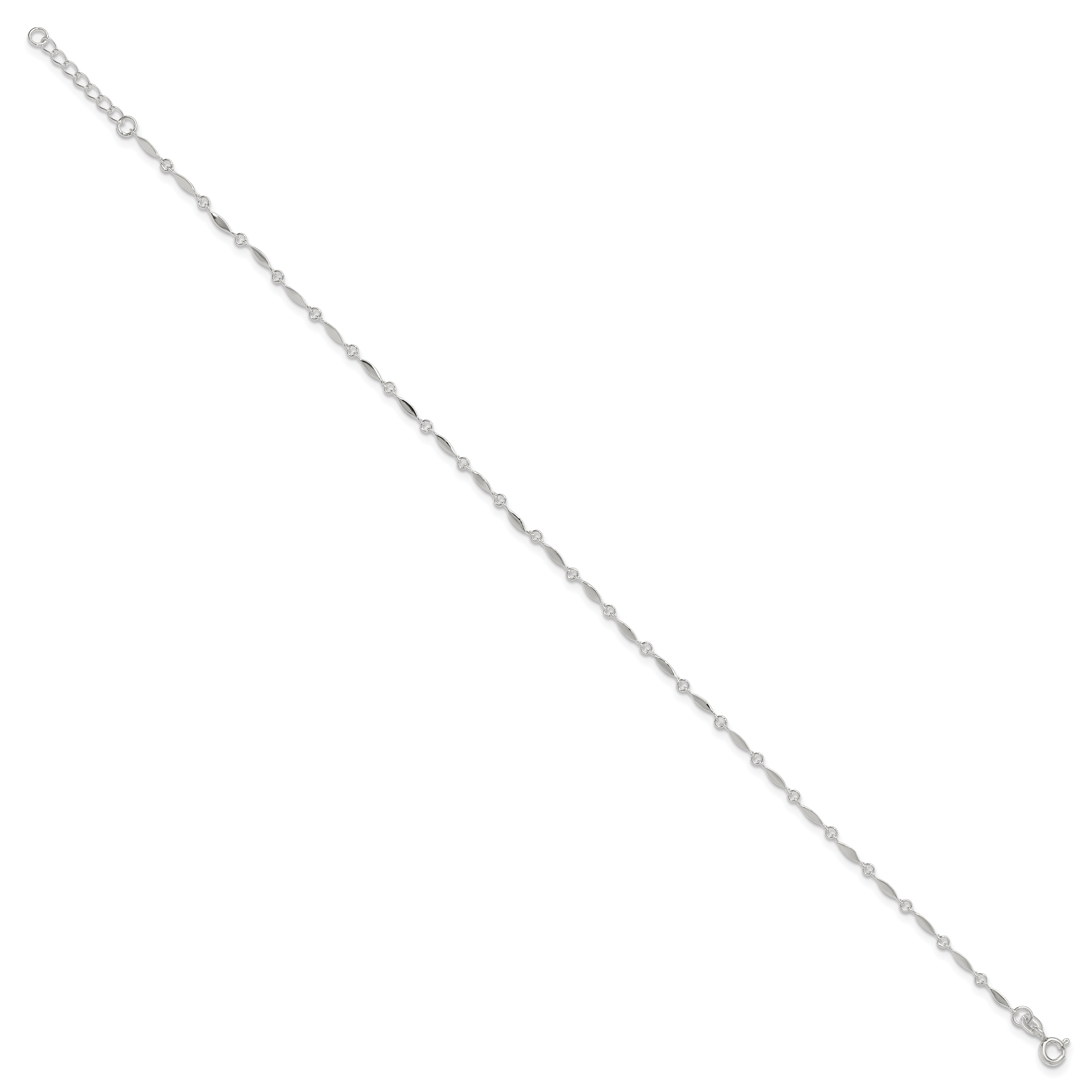 Sterling Silver Fancy Link 9 inch Plus 1 inch Extender - Total 10 inch Anklet Secondary image